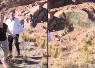 Filmaron turistas cuando vandalizaban rocas en Mendoza