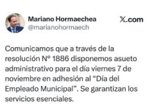 Asueto administrativo en adhesión al Día del Empleado Municipal