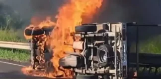 Dos muertos tras el vuelco e incendio de un camión por Ruta 12