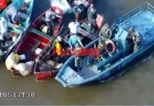 Piquete de pescadores malloneros en el río