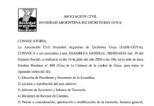 Convocatoria a Asamblea de la SADE Goya