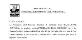 Convocatoria a Asamblea de la SADE Goya