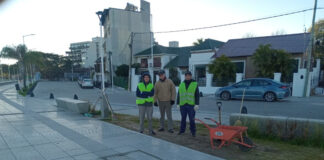 Tareas de limpieza y mantenimiento en la nueva y moderna Costanera de Goya