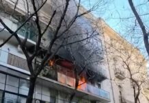 Se desató un incendio al lado del edificio de Cristina Kirchner