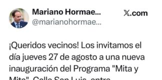 Inauguración nueva obra de pavimento del programa “Mita y Mita”