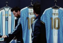 Messi presentó la camiseta de su último partido con la Selección Nacional