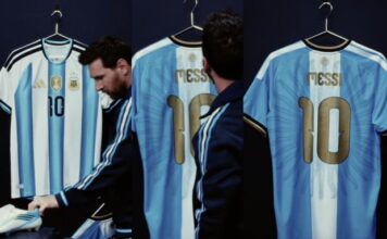 Messi presentó la camiseta de su último partido con la Selección Nacional